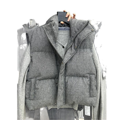 Stand-collar Sleeveless Womens Outerwear Vest Casual Waistcoat