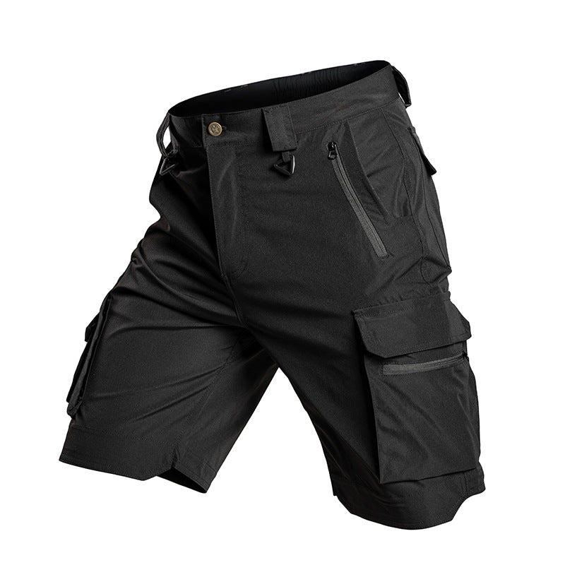 Summer Thin Slightly Elastic Five-Point Pants Outdoor Waterproof Tactical Pants Multi-Pocket Color-Blocking Work Shorts