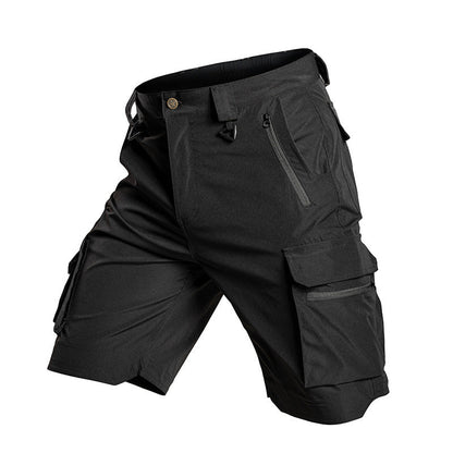 Summer Thin Slightly Elastic Five-Point Pants Outdoor Waterproof Tactical Pants Multi-Pocket Color-Blocking Work Shorts