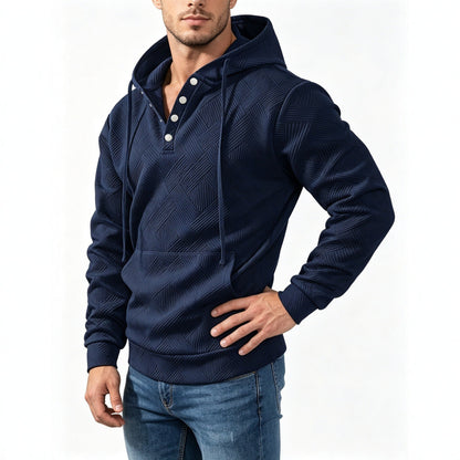 Mens Retro Long-Sleeve Hoodie Top