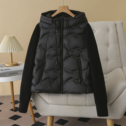 Plus-size Short Down Jacket With Patchwork Sleeves