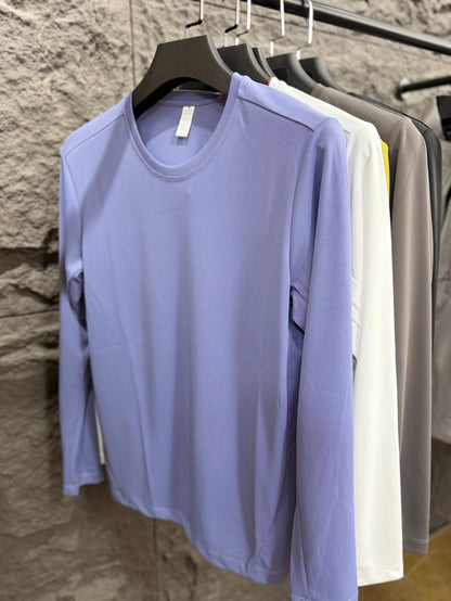 Lightweight Quick Dry Long Sleeve Crew Neck Shirts For Men, Breathable Athletic Tee For Fitness, Running, Travel, Hiking, Casual Daily Spring & Autumn Outfit