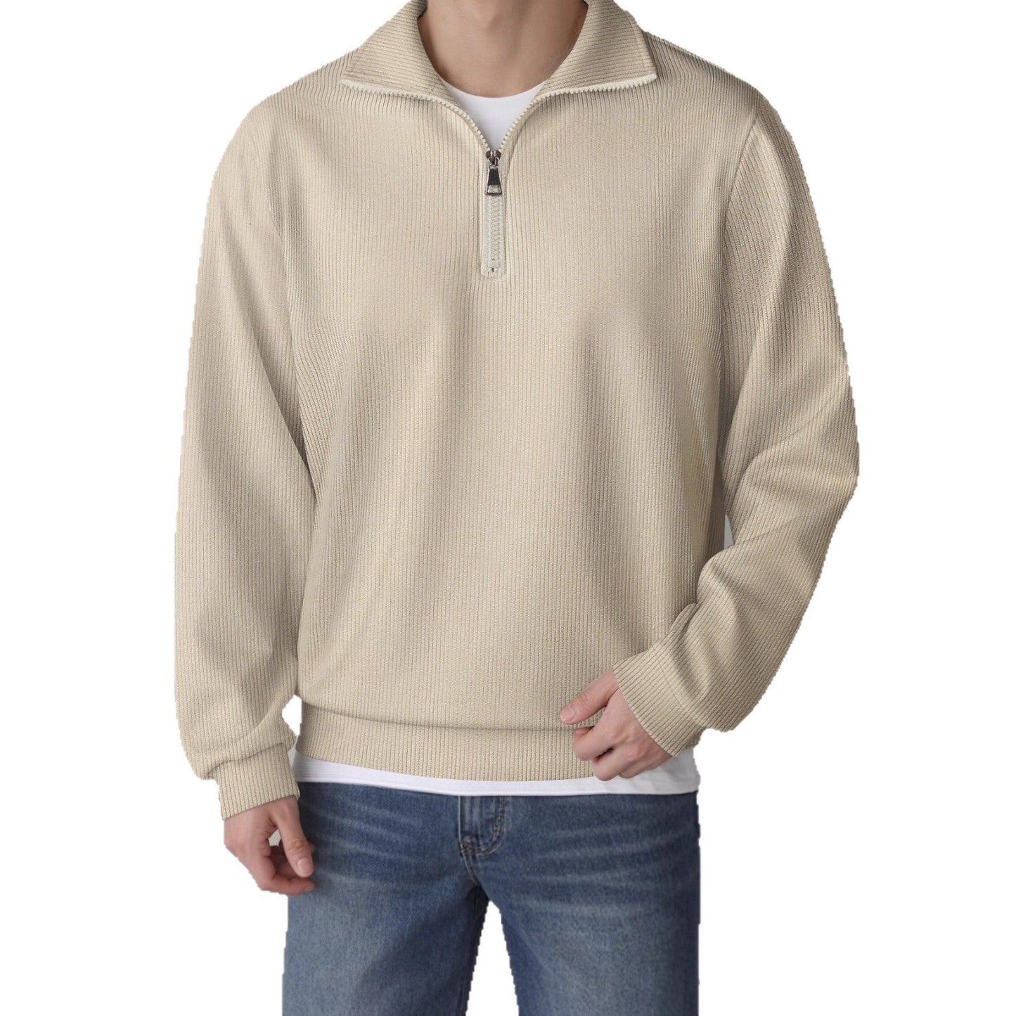 Mens Loose-fit Zip-up Long-sleeve Jacket