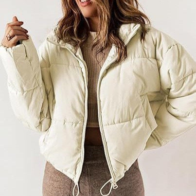Stand-collar Puffer Cotton-padded Coat For Petite Figures