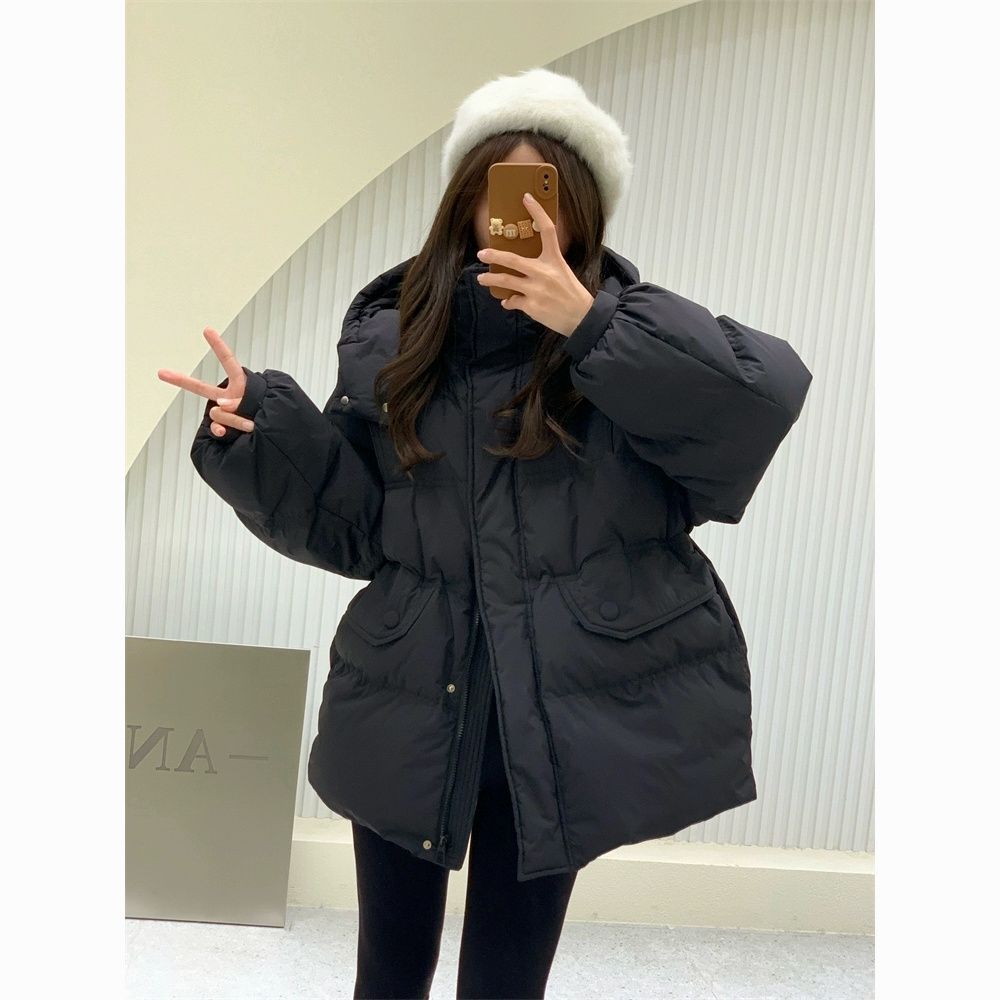 Mid-length Casual Loose-fitting Insulated White Duck Down Coat