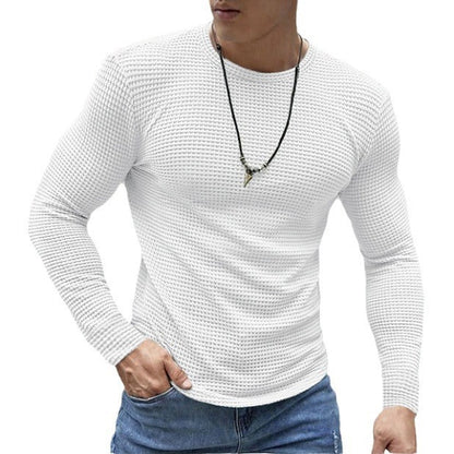 Mens Casual Long-sleeve Crew-neck Top For A Refined Look