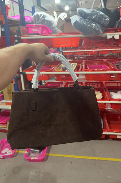 Hot Sale Decorative Design Solid Faux Suede Handbag Large Capacity Casual Tote Bags For Women Tote Design Portable Shoulder Bag