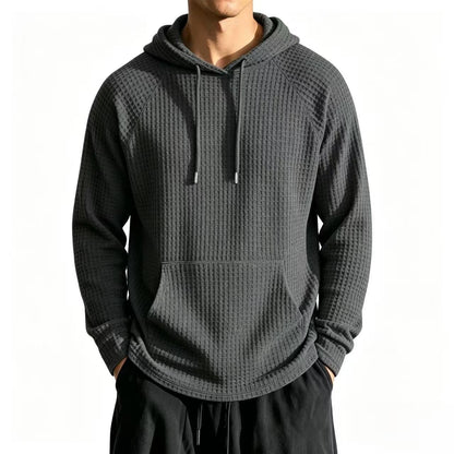 Mens Relaxed-fit Casual Waffle-knit Hooded Jacket