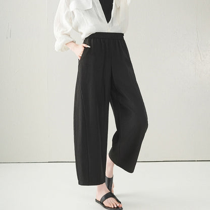 Versatile Loose Wide-leg Cropped Pants For Women