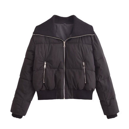 Street-style Ribbed Cotton-padded Jacket