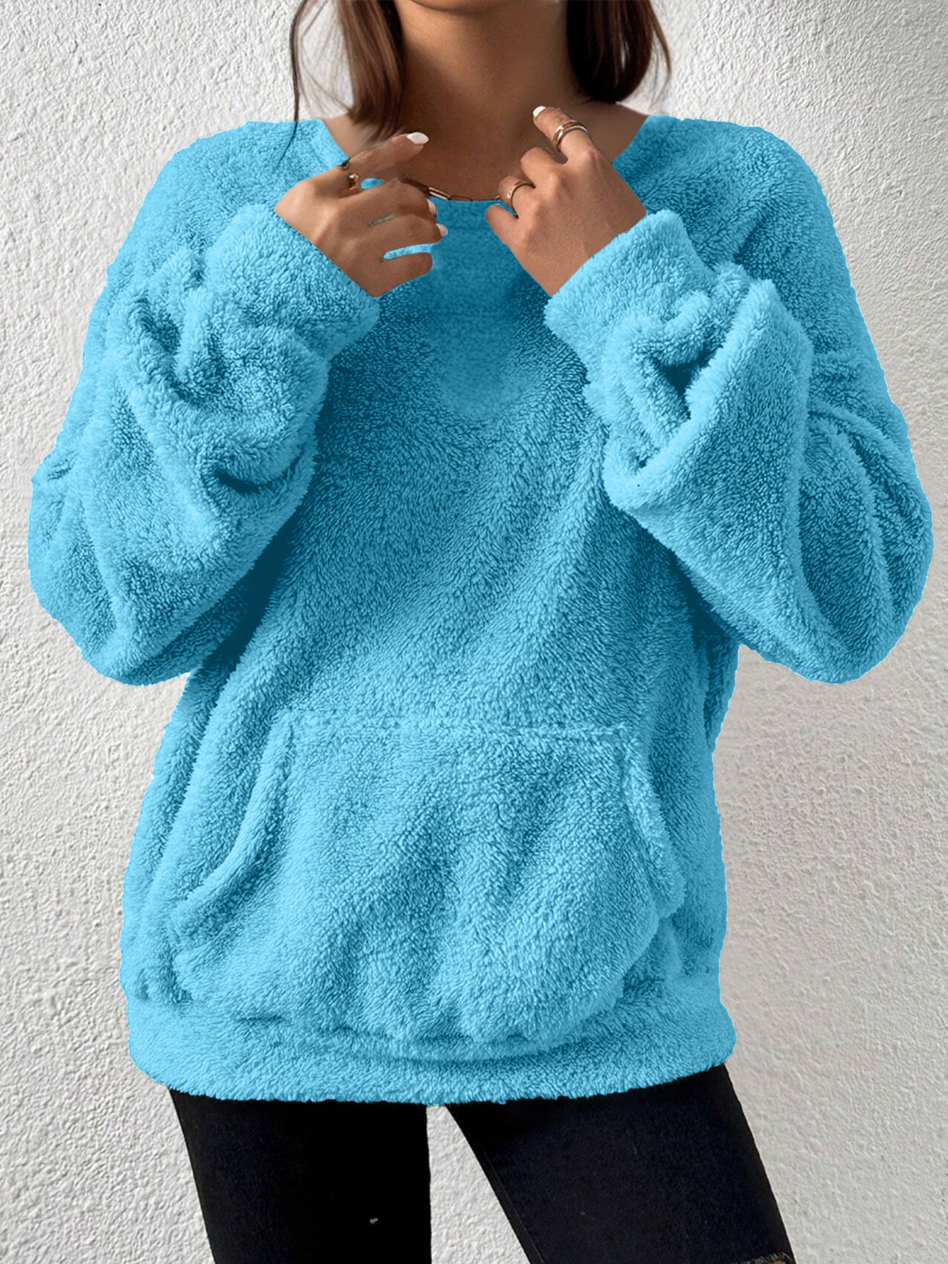 2025 European And American Cross-Border Amazon Aliexpress Hot-Selling Autumn And Winter Casual Fashion Solid Color Long-Sleeved Sweatshirt