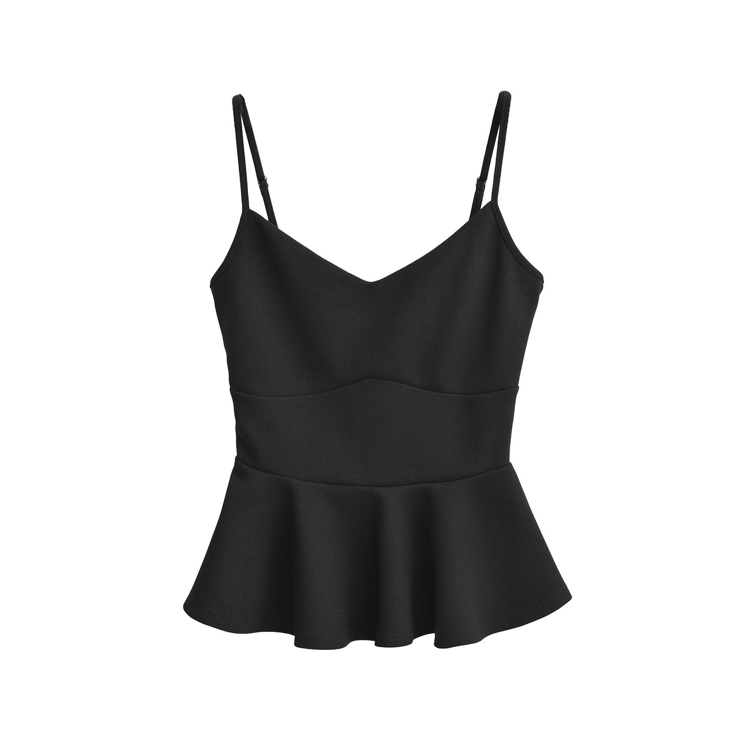 Cropped Ruffled-waistline Slim-fit Camisole Top