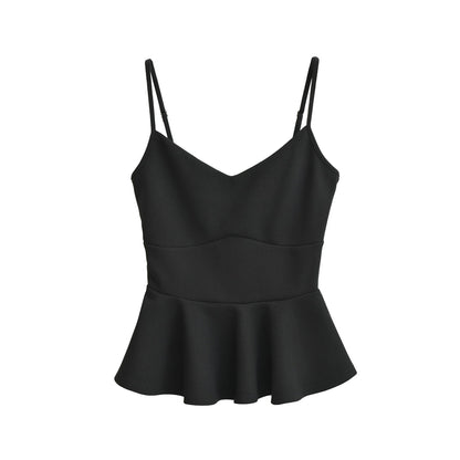 Cropped Ruffled-waistline Slim-fit Camisole Top