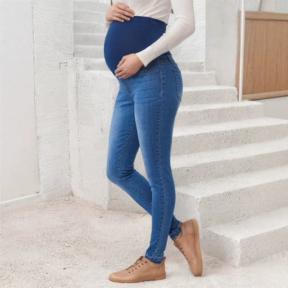 Womens Mid-Waist Stretch Maternity Jeans