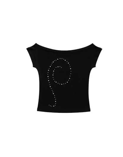 Women's One-word Off-shoulder Short-sleeved T-shirt