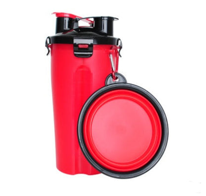 2-in-1 Pet Water Bottle Dispenser with Silicone Bowl