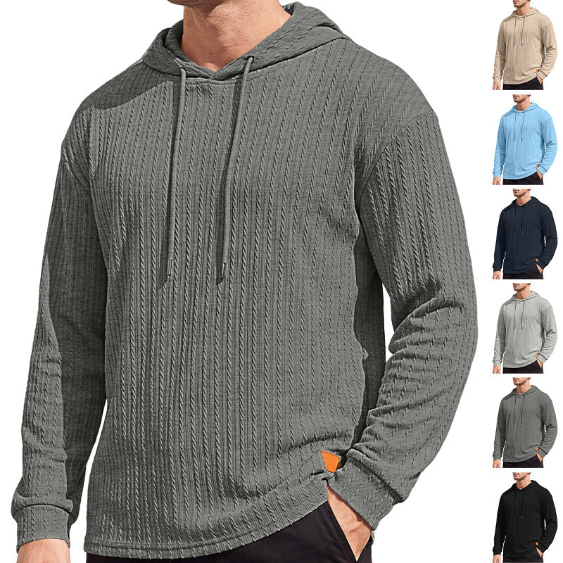 Mens Jacquard Half-zip Hoodie Pullover Knitwear