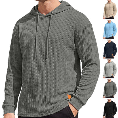 Mens Jacquard Half-zip Hoodie Pullover Knitwear