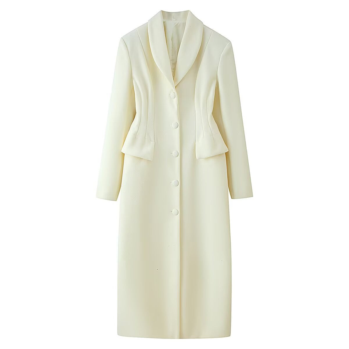 Fashionable Lapel Buttoned Flap Pocket Coat