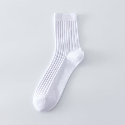 All-cotton Mid-calf Contrast-color Mens Seamless Socks