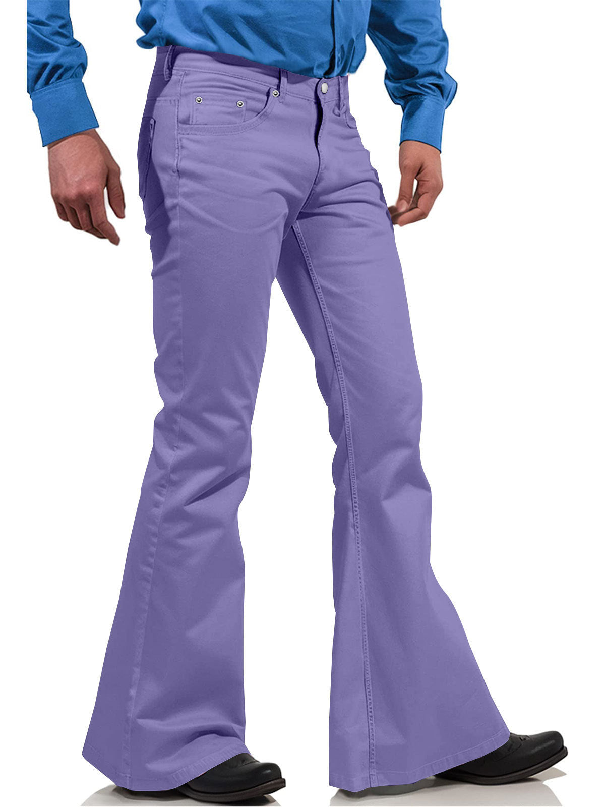 2025 New In-Stock Men's Cross-Border Amazon Solid Color Casual Stretch Slim Retro Flared Pants