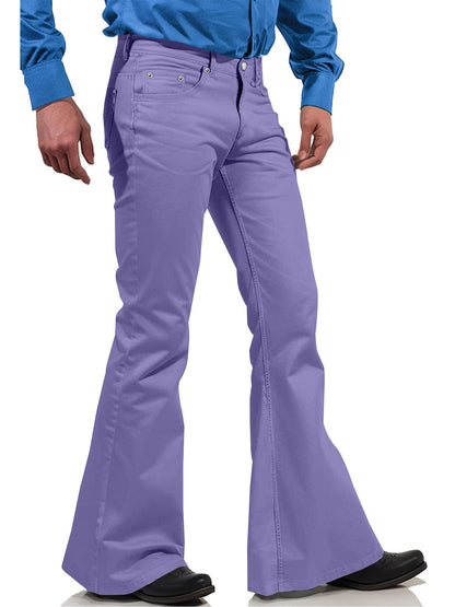 2025 New In-Stock Men's Cross-Border Amazon Solid Color Casual Stretch Slim Retro Flared Pants