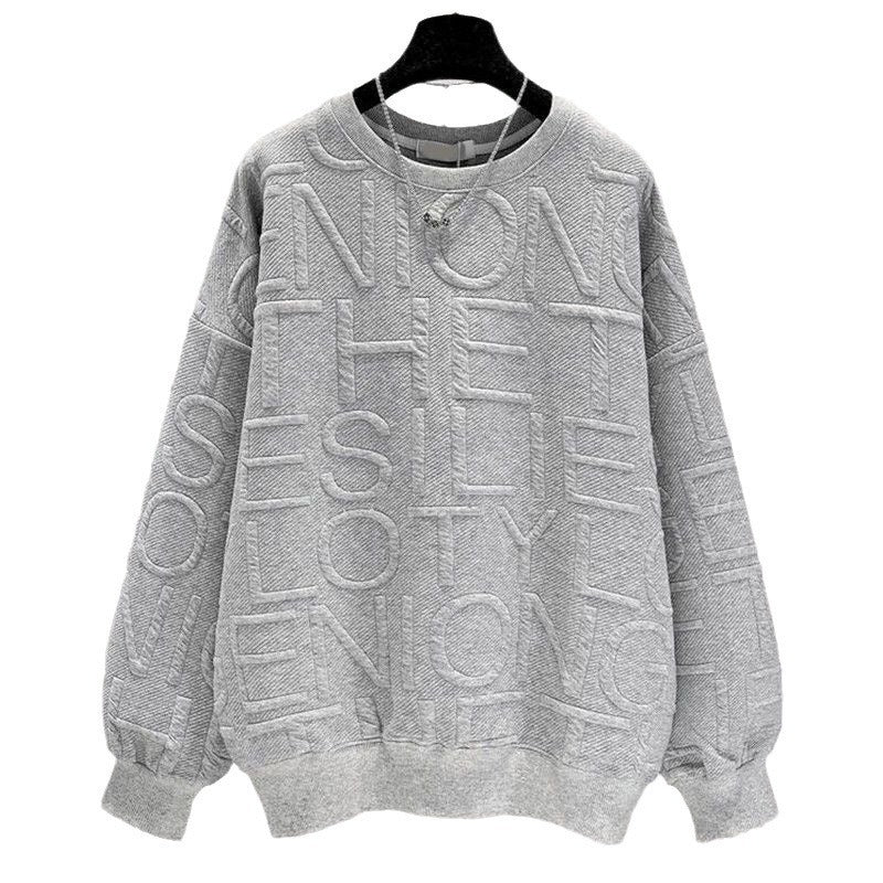 Men's and Women's 3D Letter Loose Long Sleeve Top