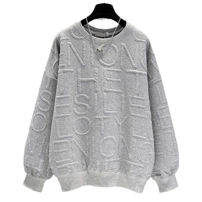 Men's and Women's 3D Letter Loose Long Sleeve Top