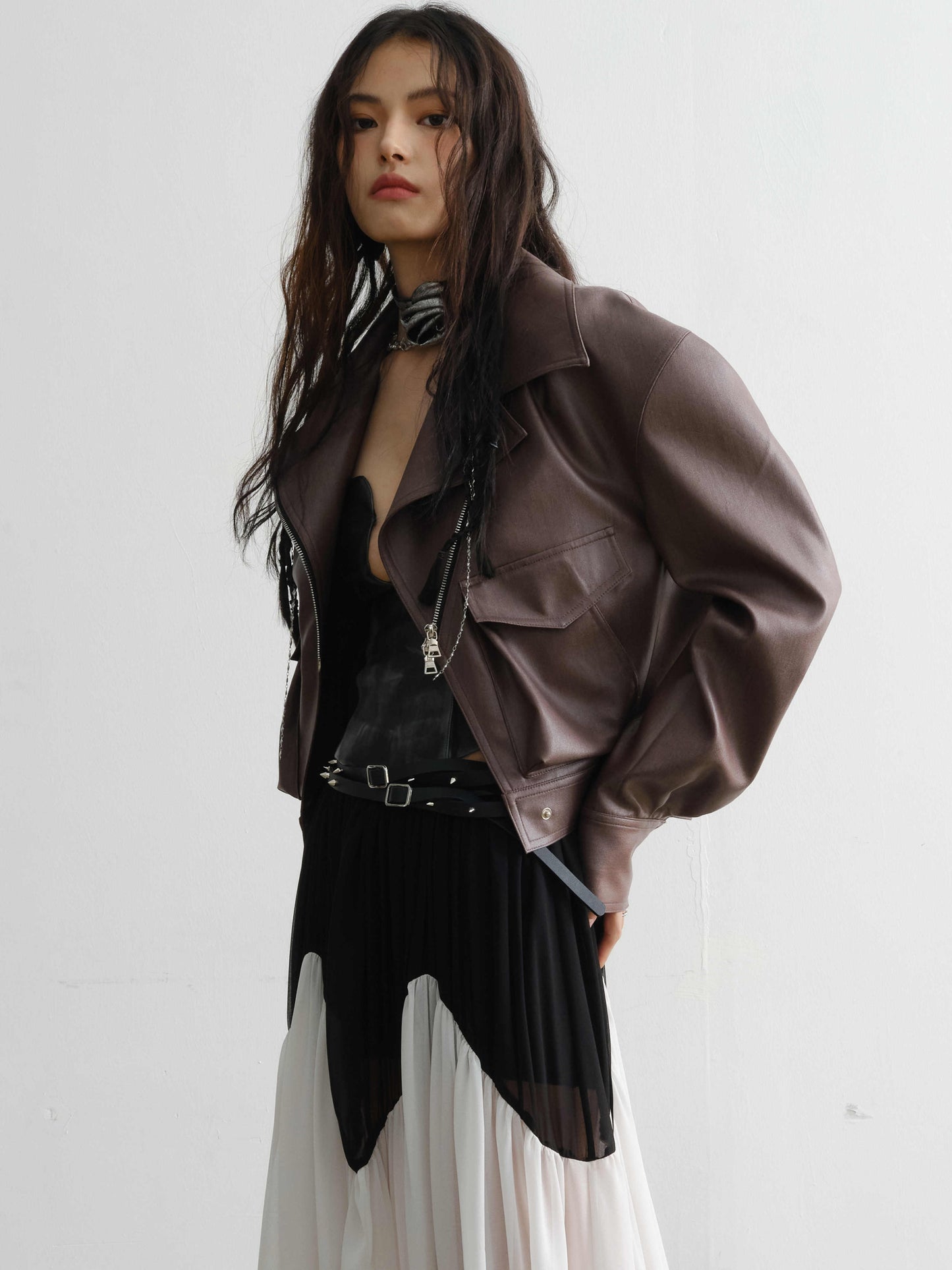 Handsome Loose PU Leather Jacket Coat