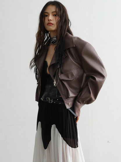 Handsome Loose PU Leather Jacket Coat
