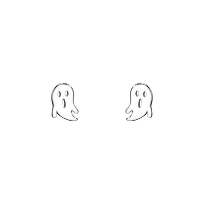 S999 Pure Silver Ghost Stud Earrings