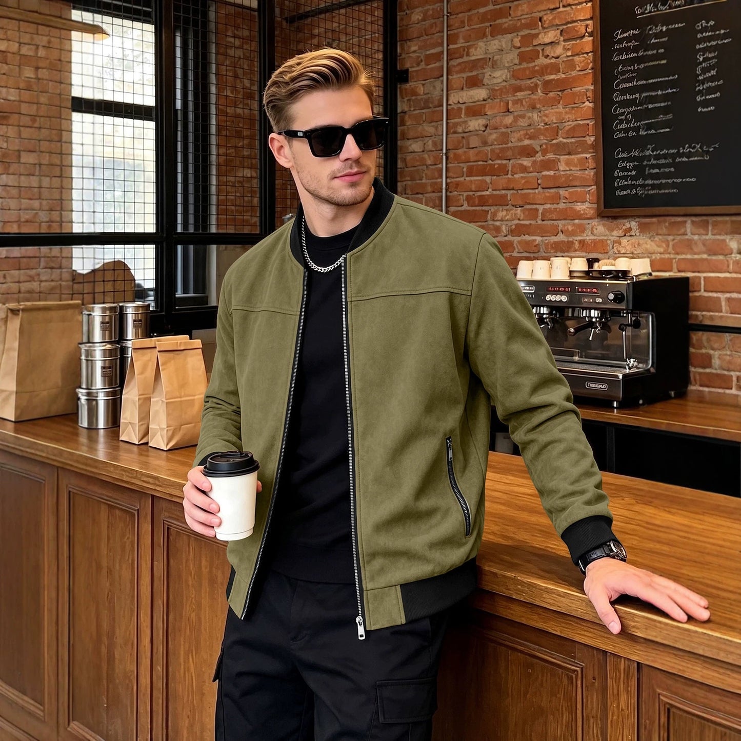European And American Cross-border EBay Men's Spring And Autumn Suede Pilot Jacket, Foreign Trade Motorcycle Coat, American Baseball Jacket