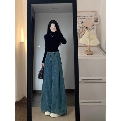 Loose-fit Figure-flattering High-waist Wide-leg Floor-length Pants