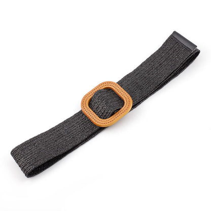 Women's Straw Woven Buckle Belt