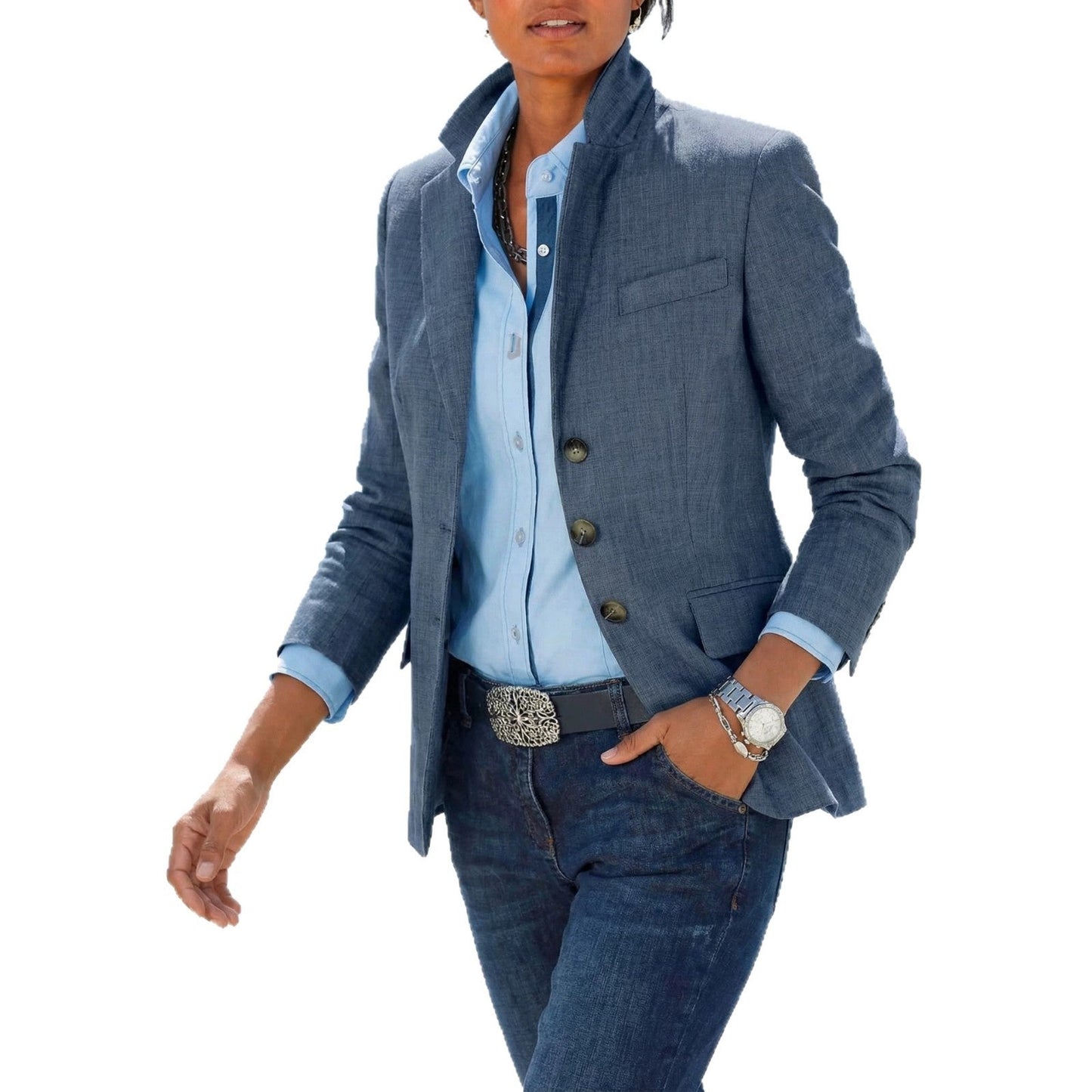 Old-money-style Slimming Casual Plus-size Blazer For Women
