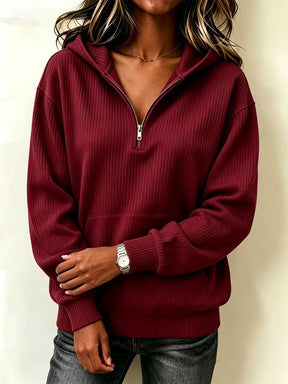 Half-zip Hoodie Laid-back Casual Long-sleeve Sweatshirt