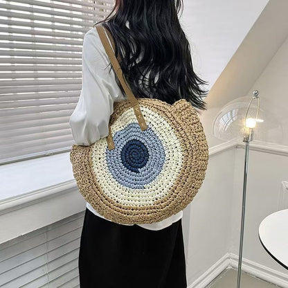 Round Straw Bag Fashionable Womens Shoulder