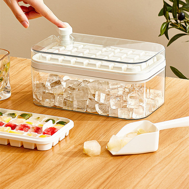 One-Button Ice Cube Mold with Storage Box