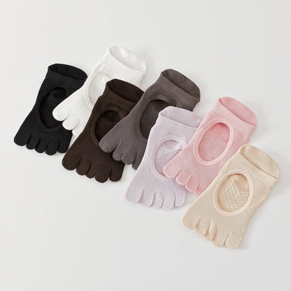 SpringSummer Womens Toe Yoga Socks With Cutout Heels And Backless Design