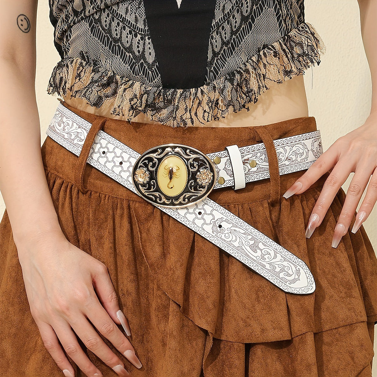Creative Casual Patterned Scorpion Leather Belt For Men