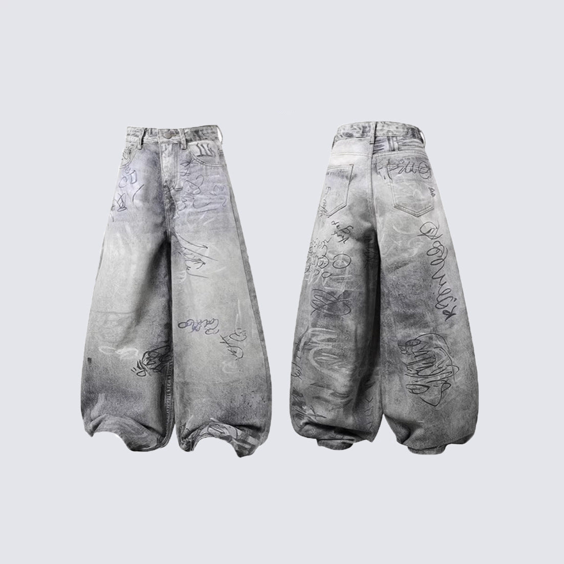 Mens And Womens Casual Loose-fit Straight-leg Denim Jeans