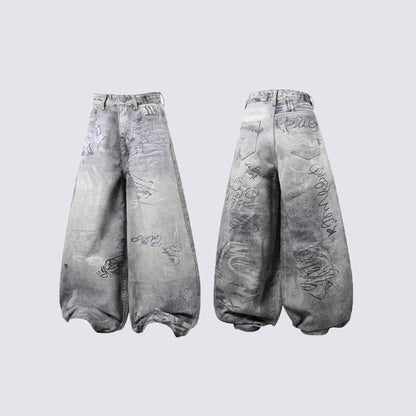 Mens And Womens Casual Loose-fit Straight-leg Denim Jeans
