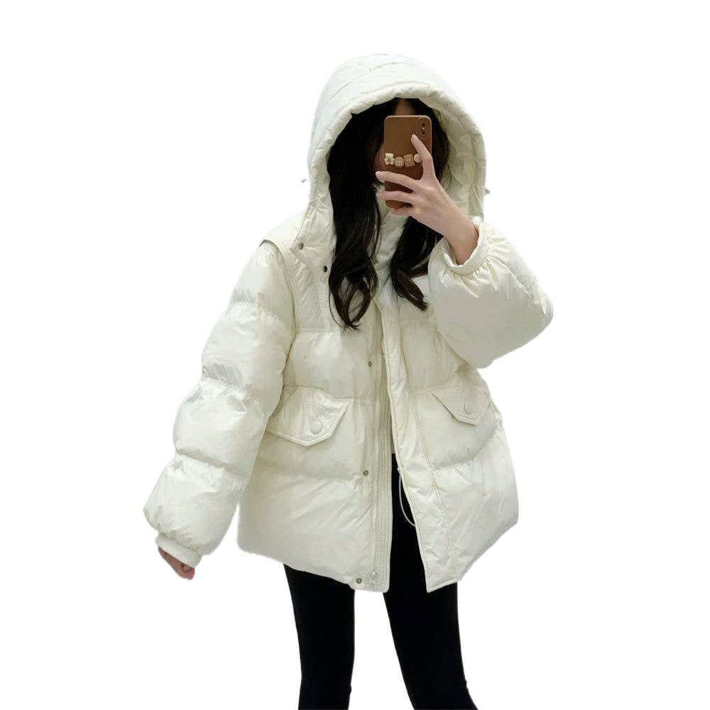 Mid-length Casual Loose-fitting Insulated White Duck Down Coat