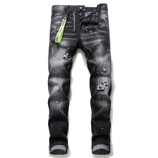 European American Broken Paint Slim Fit Patch Jeans