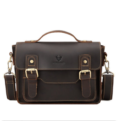 Crazy Horse Leather Crossbody Bag For Men