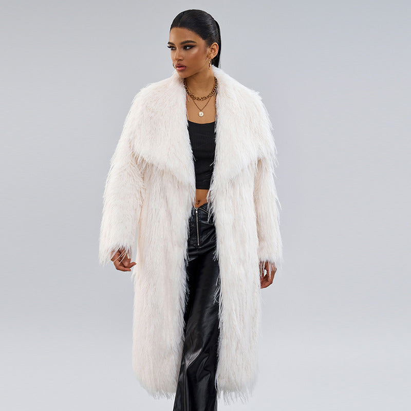 Collar Artificial Fur Top  Fur Coat Long style temperament for commuting