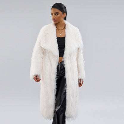 Collar Artificial Fur Top  Fur Coat Long style temperament for commuting