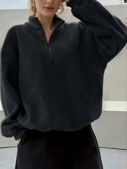 2025 Winter New European And American Cross-Border Amazon Long-Sleeved Casual Simple Pure Color Sweatshirt