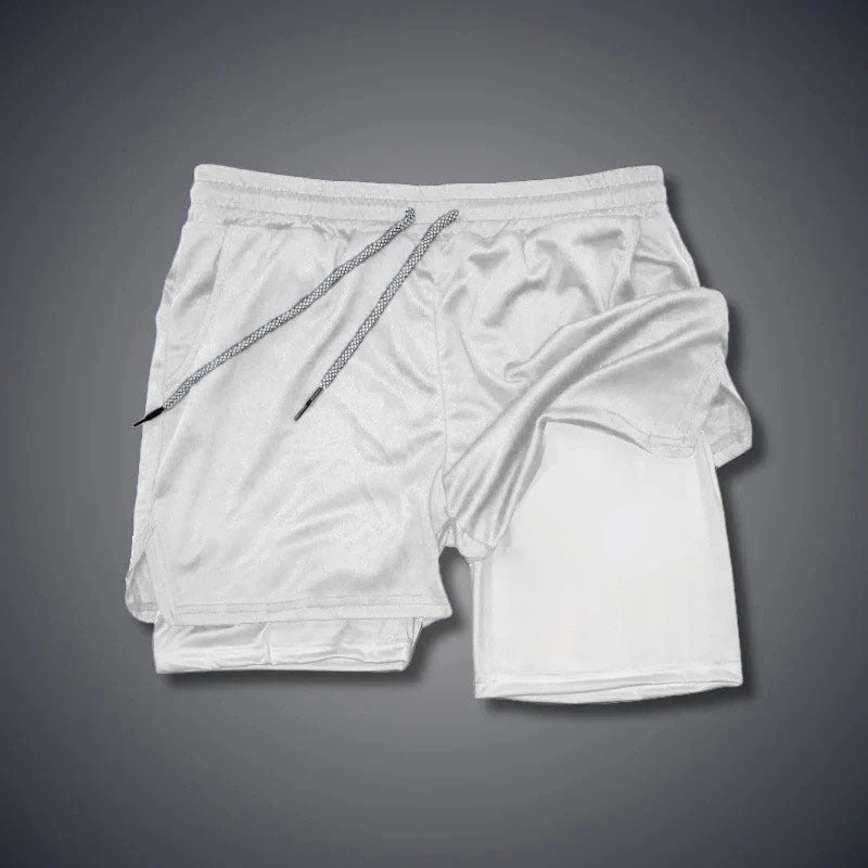 Mens Double-Layer Breathable Casual Shorts With A False Two-Piece Design