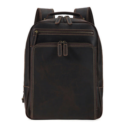 New Outdoor Travel Backpack Men's Backpack Genuine Leather Men's Bag Business Leisure Crazy Horse Leather Backpack